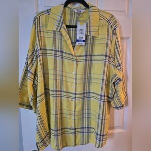 Alia Women's Yellow Checkered Shirt